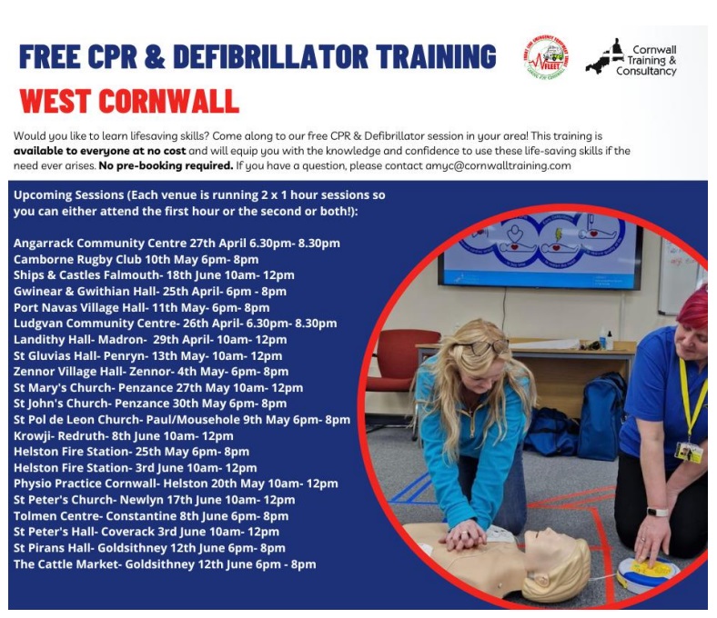 Free CPR & Defibrillator Training Poster